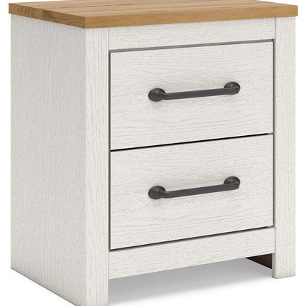 Linnocreek - White / Warm Brown - Two Drawer Night Stand - Tony's Home Furnishings