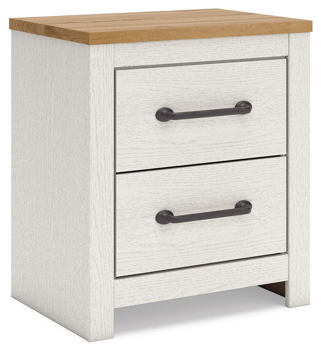 Linnocreek - White / Warm Brown - Two Drawer Night Stand - Tony's Home Furnishings