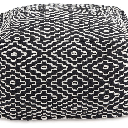 Jasett - Black / Ivory - Pouf Signature Design by Ashley® 