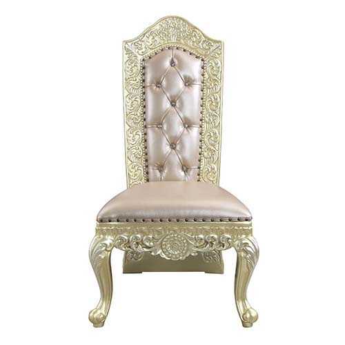 Vatican - Side Chair (Set of 2) - PU & Champagne Silver Finish ACME 