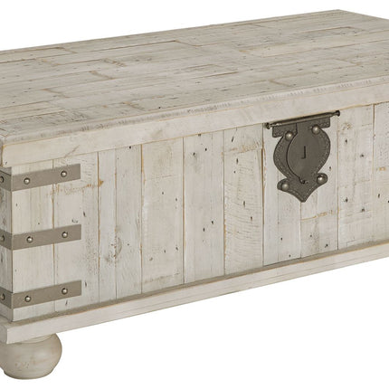 Carynhurst - White Wash Gray - Lift Top Cocktail Table Ashley Furniture 