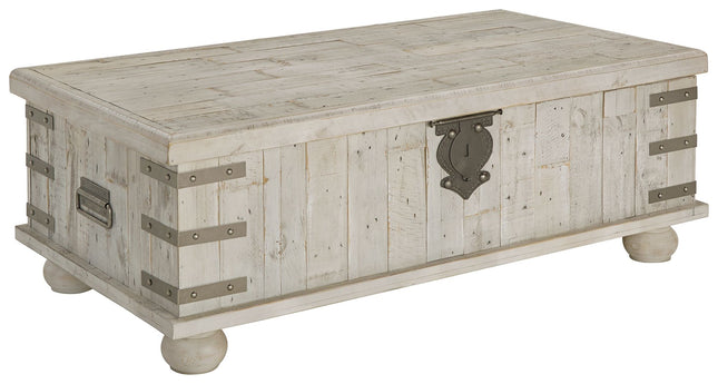 Carynhurst - White Wash Gray - Lift Top Cocktail Table Ashley Furniture 