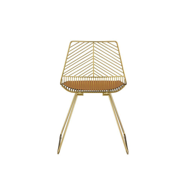 Faina - Side Chair (Set of 2) - Whiskey PU & Gold ACME 