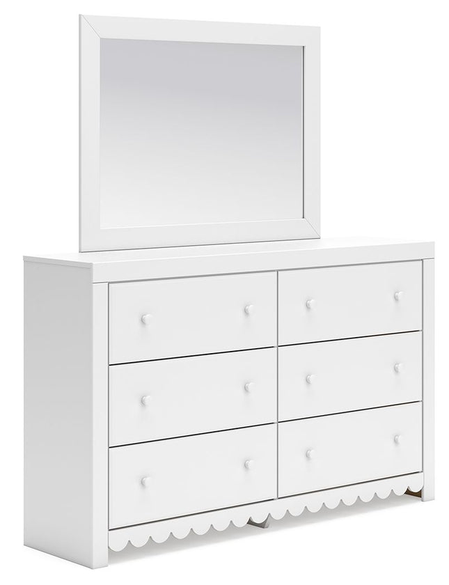 Mollviney - White - Dresser And Mirror - Tony's Home Furnishings
