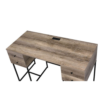 Desirre - Desk - Rustic Oak & Black ACME 