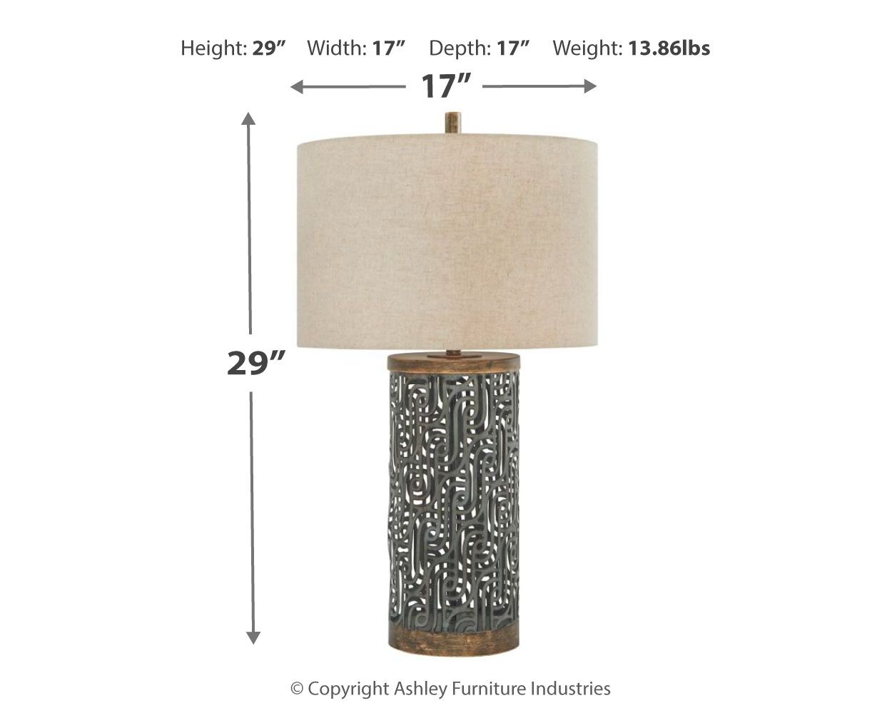 Dayo - Gray / Gold Finish - Metal Table Lamp - Tony's Home Furnishings