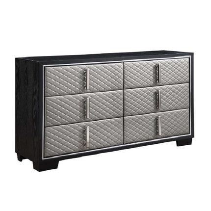 Nicola - Dresser - Silver PU & Black Finish ACME 