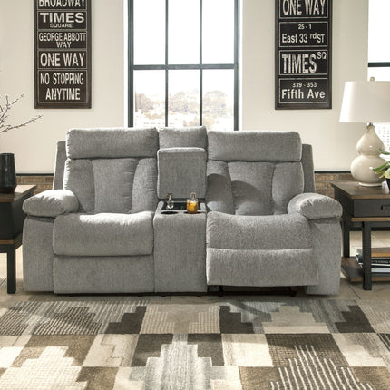 Mitchiner - Fog - Dbl Rec Loveseat W/Console Ashley Furniture 