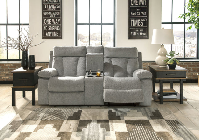 Mitchiner - Fog - Dbl Rec Loveseat W/Console Ashley Furniture 