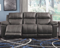 Thumbnail for Erlangen - Dark Gray - Pwr Rec Sofa With Adj Headrest - Tony's Home Furnishings