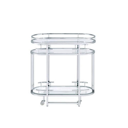 Piffo - Serving Cart - Clear Glass & Chrome Finish ACME 