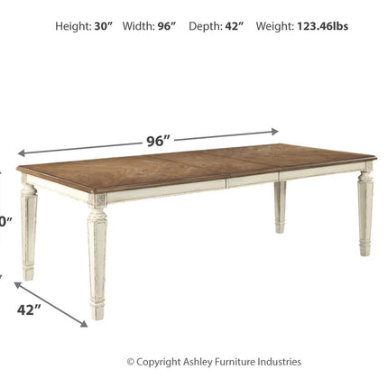 Realyn - Chipped White - Rectangular Dining Room Extension Table Ashley Furniture 