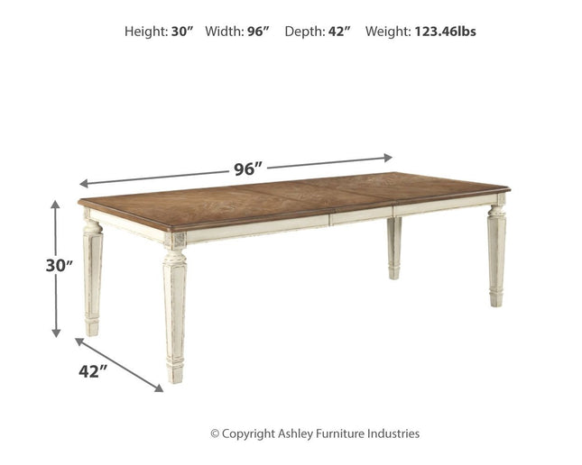 Realyn - Chipped White - Rectangular Dining Room Extension Table Ashley Furniture 