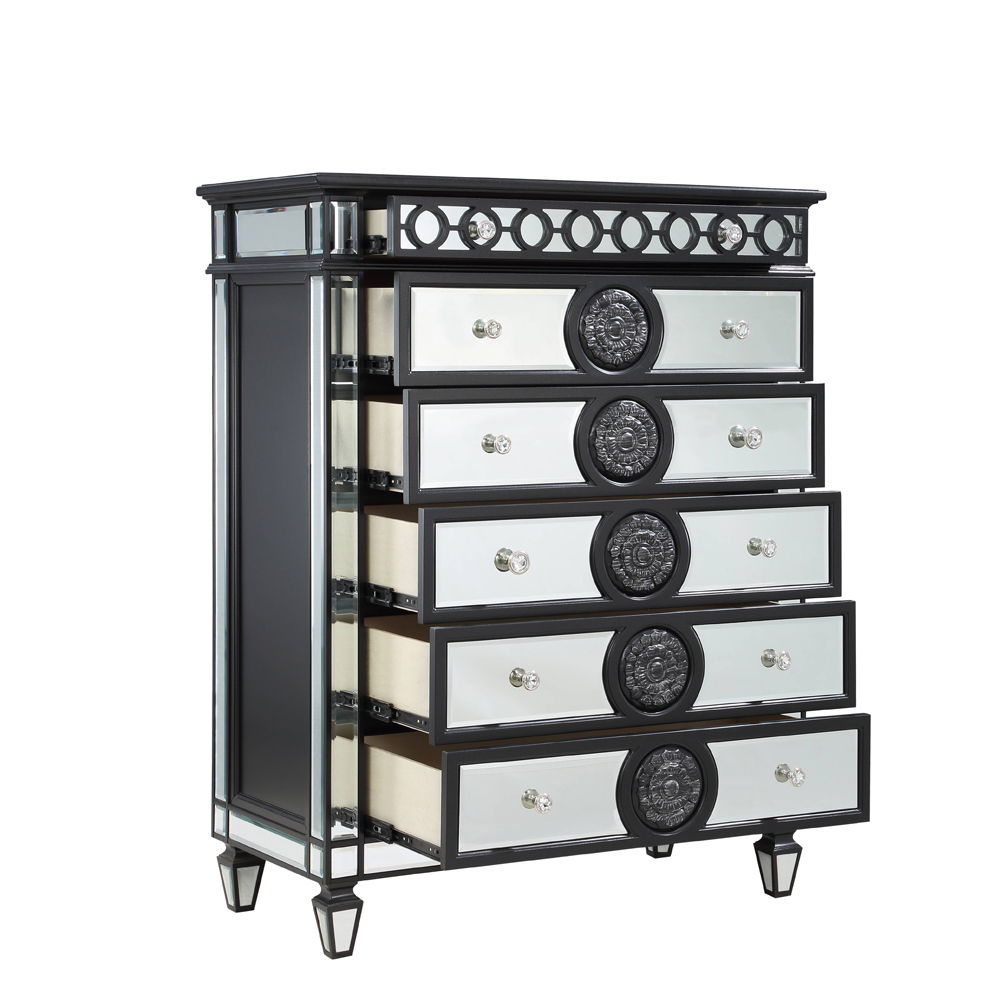 Varian II - Chest - Black Velvet & Black & Sliver Finish ACME 