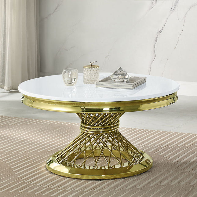 Fallon - Coffee Table With Engineered Stone Top - Gold - Tony's Home Furnishings