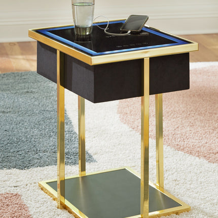 Rexwell - Black / Gold Finish - Accent Table With Speaker Signature Design by Ashley® 