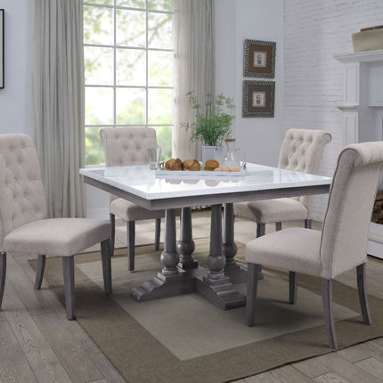 Yabeina - Dining Table - Marble Top & Gray Oak Finish - 30" ACME 