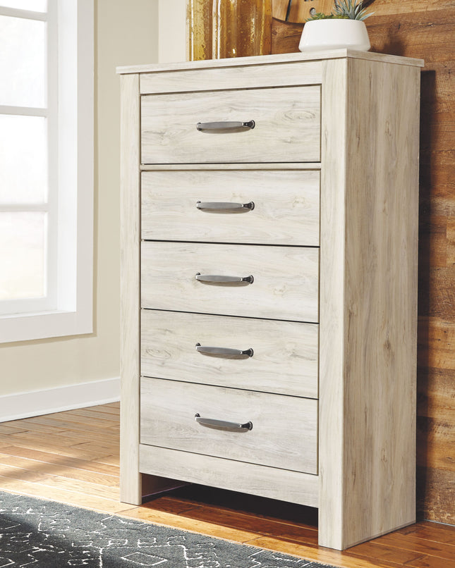 Bellaby - Whitewash - Five Drawer Chest Ashley Furniture 