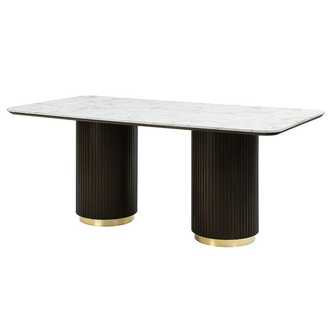 Clayten - Dining Table With Marble Top - White Natural Marble Top & Espreeso Finish ACME 