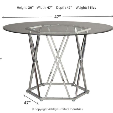 Madanere - Chrome Finish - Round Dining Room Table Signature Design by Ashley® 