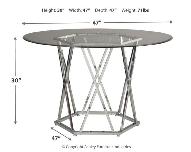 Madanere - Chrome Finish - Round Dining Room Table Signature Design by Ashley® 