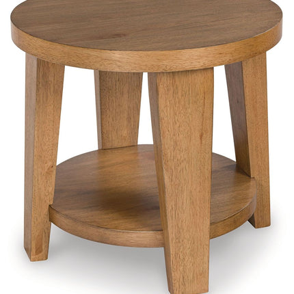 Kristiland - Light Brown - Round End Table Signature Design by Ashley® 