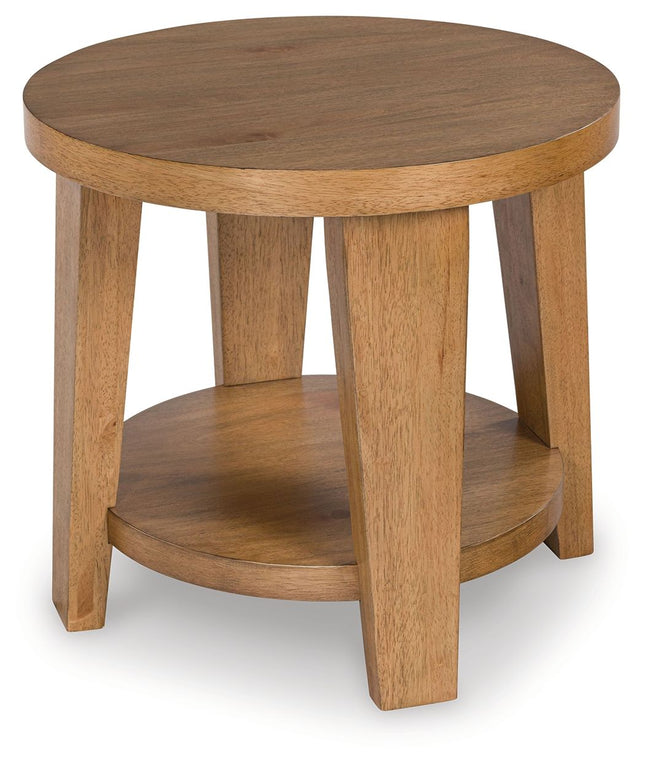 Kristiland - Light Brown - Round End Table Signature Design by Ashley® 