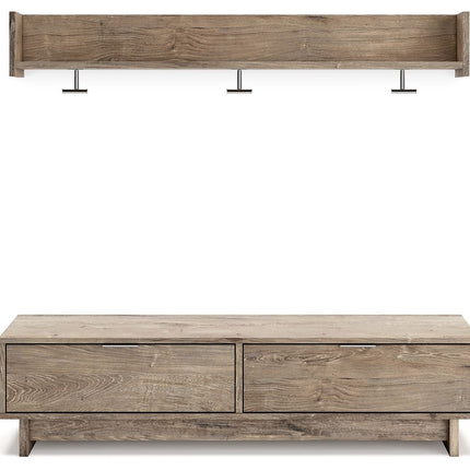 Oliah - Natural - Bench With Coat Rack Signature Design by Ashley® 