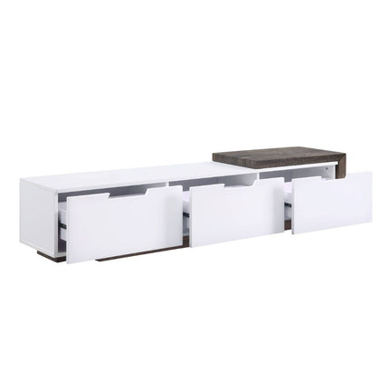 Orion - TV Stand - White High Gloss & Rustic Oak ACME 