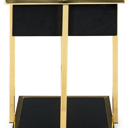 Rexwell - Black / Gold Finish - Accent Table With Speaker Signature Design by Ashley® 