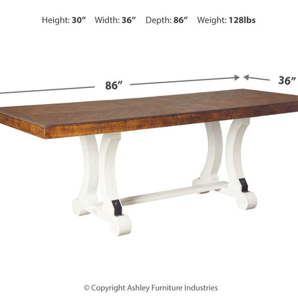 Valebeck - White / Brown - Rectangular Dining Room Table Signature Design by Ashley® 