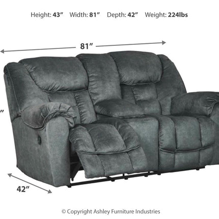 Capehorn - Granite - Dbl Rec Loveseat W/Console Ashley Furniture 