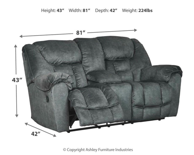 Capehorn - Granite - Dbl Rec Loveseat W/Console Ashley Furniture 