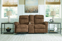 Thumbnail for Edenwold - Brindle - Dbl Reclining Loveseat With Console - Tony's Home Furnishings
