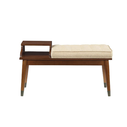 Baptis - Bench - Beige Fabric & Walnut ACME 