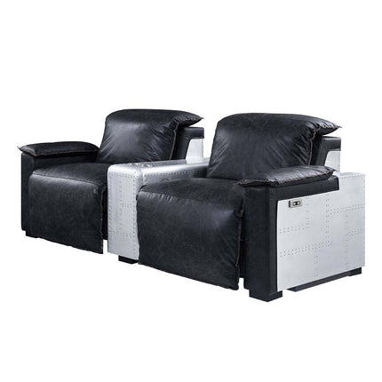 Misezon - Recliner - Black Top Grain Leather & Aluminum ACME 