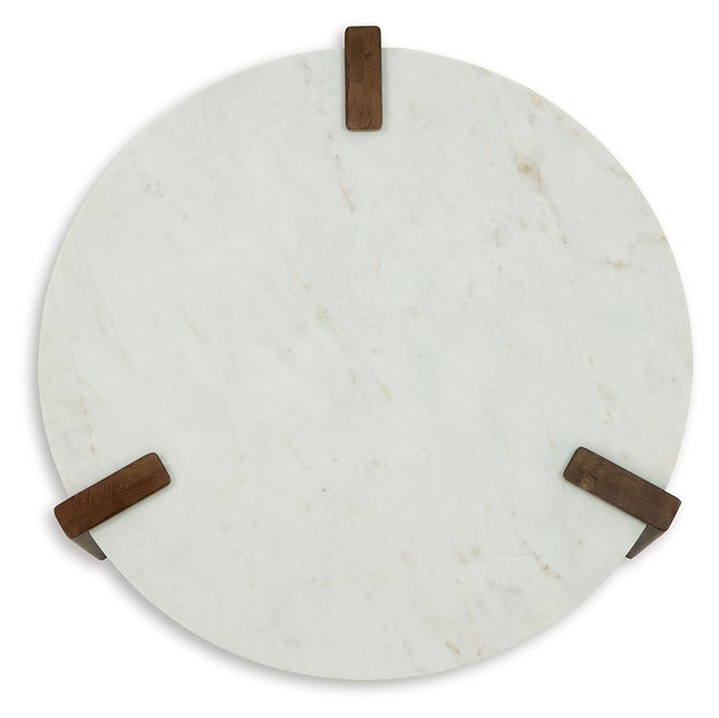 Isanti - White / Brown - Round Cocktail Table Signature Design by Ashley® 