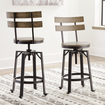 Lesterton - Light Brown / Black - Swivel Barstool (Set of 2) Signature Design by Ashley® 