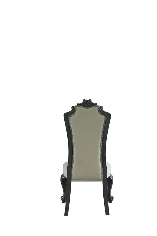 House - Delphine - Side Chair (Set of 2) - Two Tone Ivory Fabric, Beige PU & Charcoal Finish ACME 