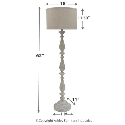 Bernadate - Whitewash - Poly Floor Lamp Ashley Furniture 