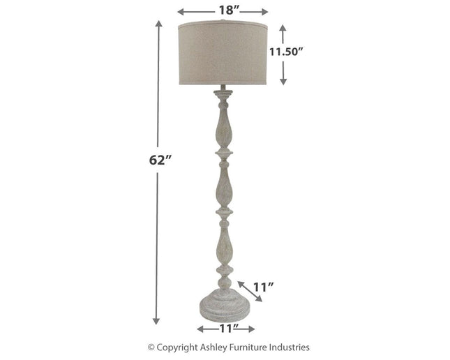 Bernadate - Whitewash - Poly Floor Lamp Ashley Furniture 