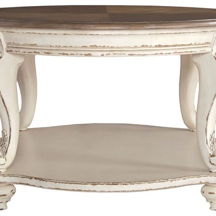 Realyn - White / Brown - Oval Cocktail Table Ashley Furniture 