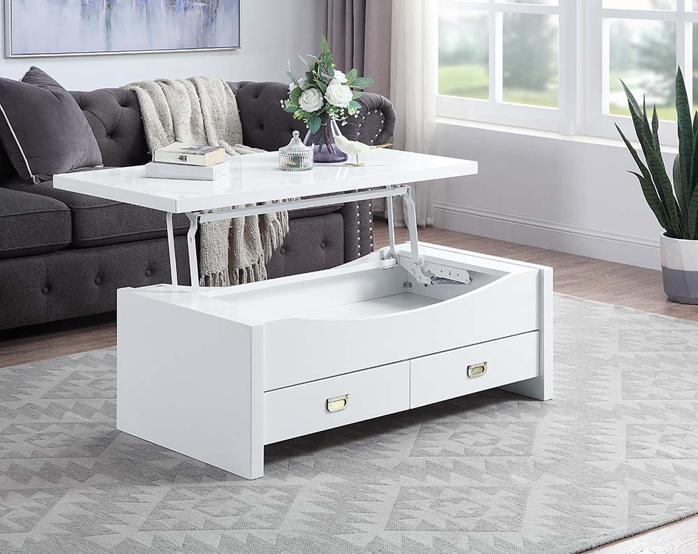 Ramiel - Coffee Table - High Gloss White Finish - Tony's Home Furnishings