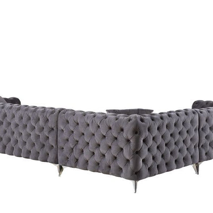 Wugtyx - Sectional Sofa - Dark Grayvelvet - 29" ACME 