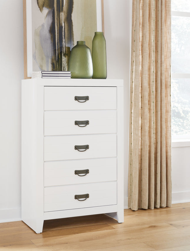 Binterglen - White - Five Drawer Chest Signature Design by Ashley® 