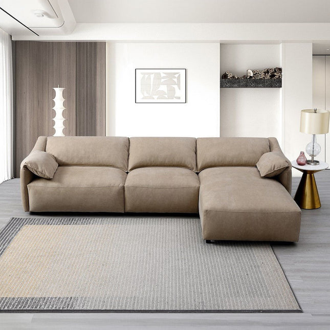 Veata - Sectional Sofa - Light Brown Suede Velvet - Tony's Home Furnishings