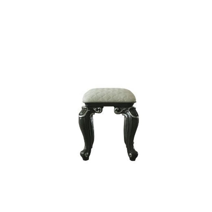 House - Delphine - Stool - Two Tone Ivory Fabric & Charcoal Finish ACME 