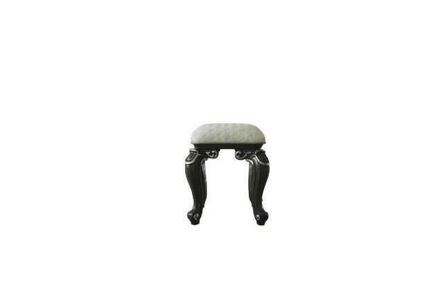 House - Delphine - Stool - Two Tone Ivory Fabric & Charcoal Finish ACME 