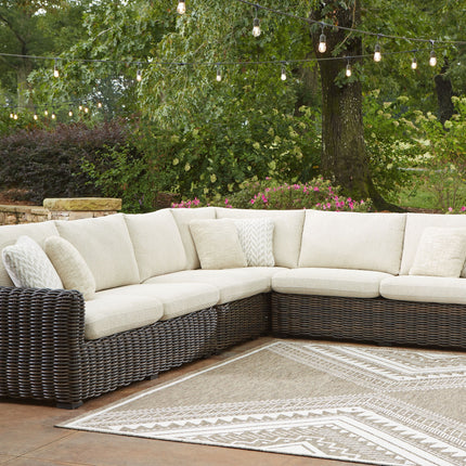 Kimora - Beige / Dark Brown - 4-Piece Outdoor Sectional Signature Design by Ashley® 