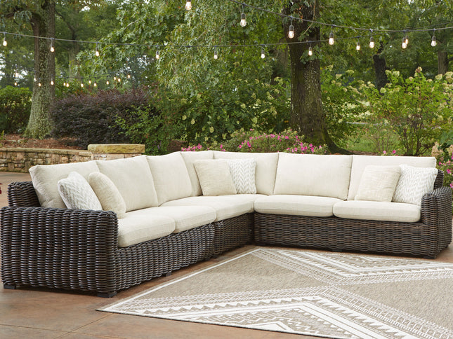 Kimora - Beige / Dark Brown - 4-Piece Outdoor Sectional Signature Design by Ashley® 